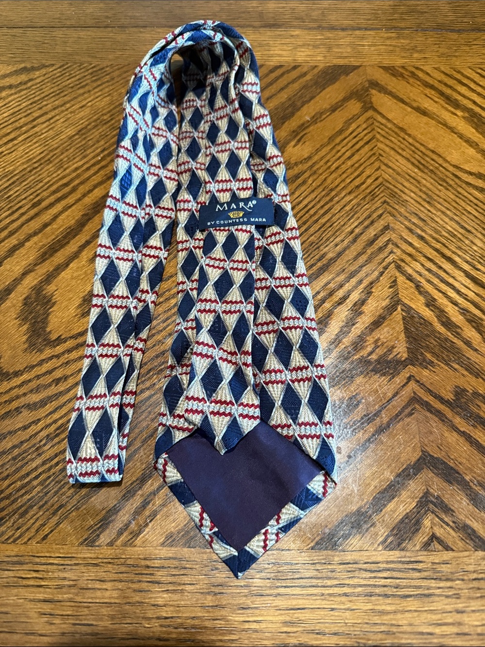 Countess Mara Navy Blue Geometric Silk Tie